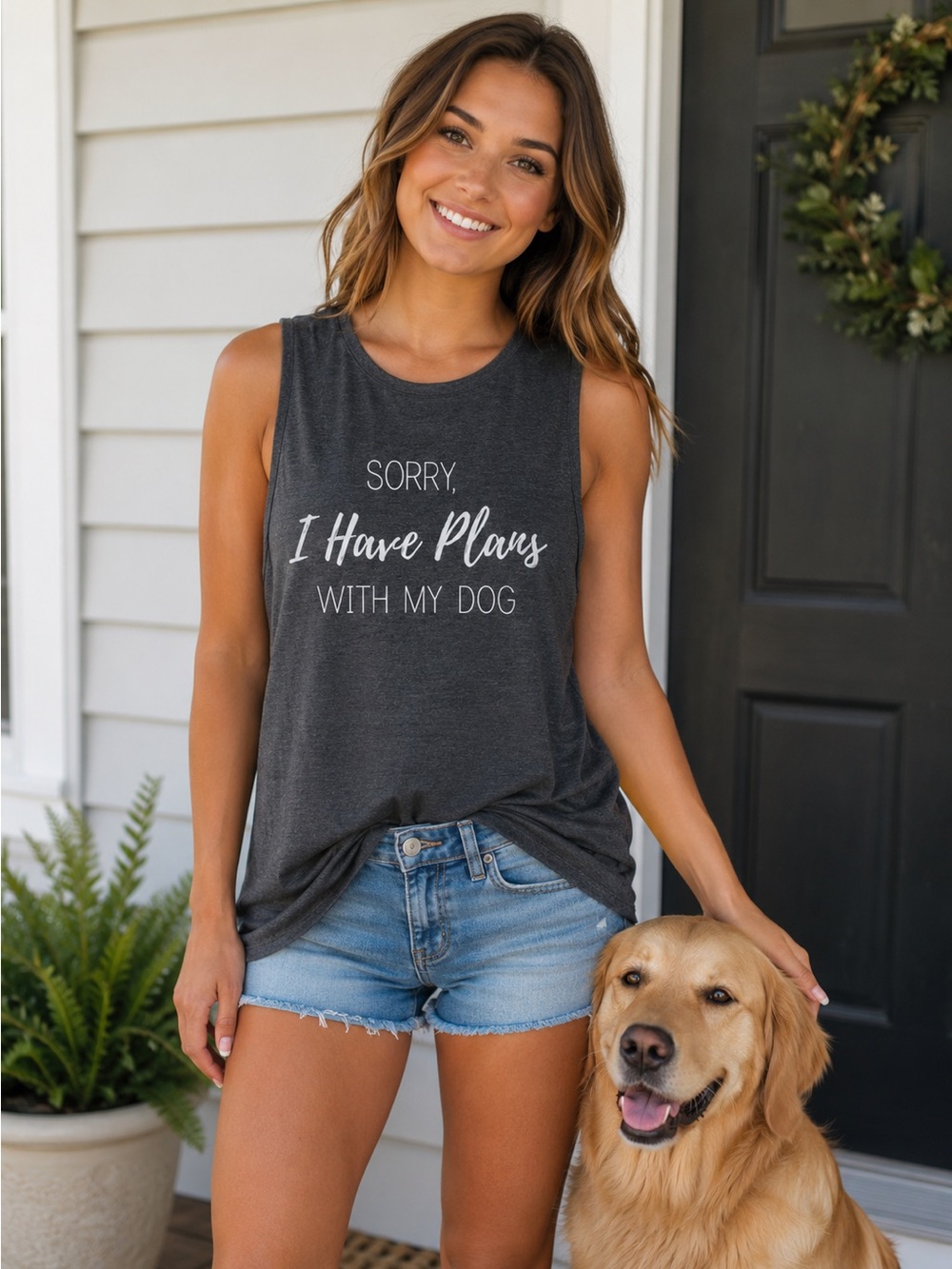 Sorry I Have Plans With My Dog Gray Pet Lover Tank Top
